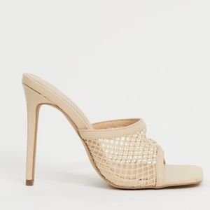 Simmi London Samia Mules in Beige Mesh